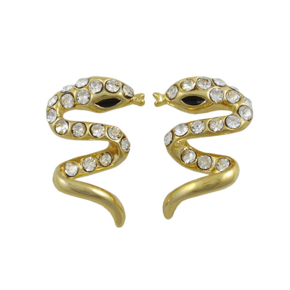 Gold and Crystal Hissing Snake Pierced Earring - REC536 - Lilylin Designs