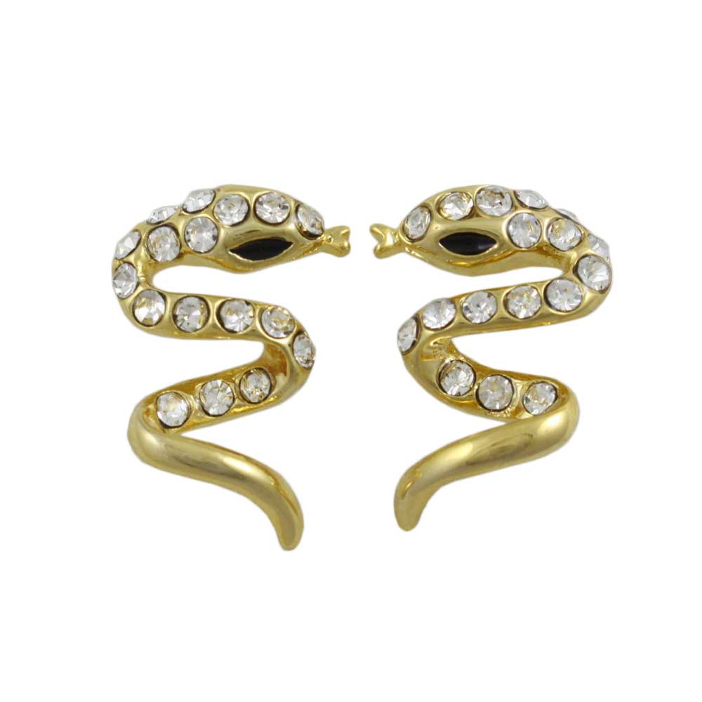 Lilylin Designs Gold and Crystal Hissing Snake Pierced Earring