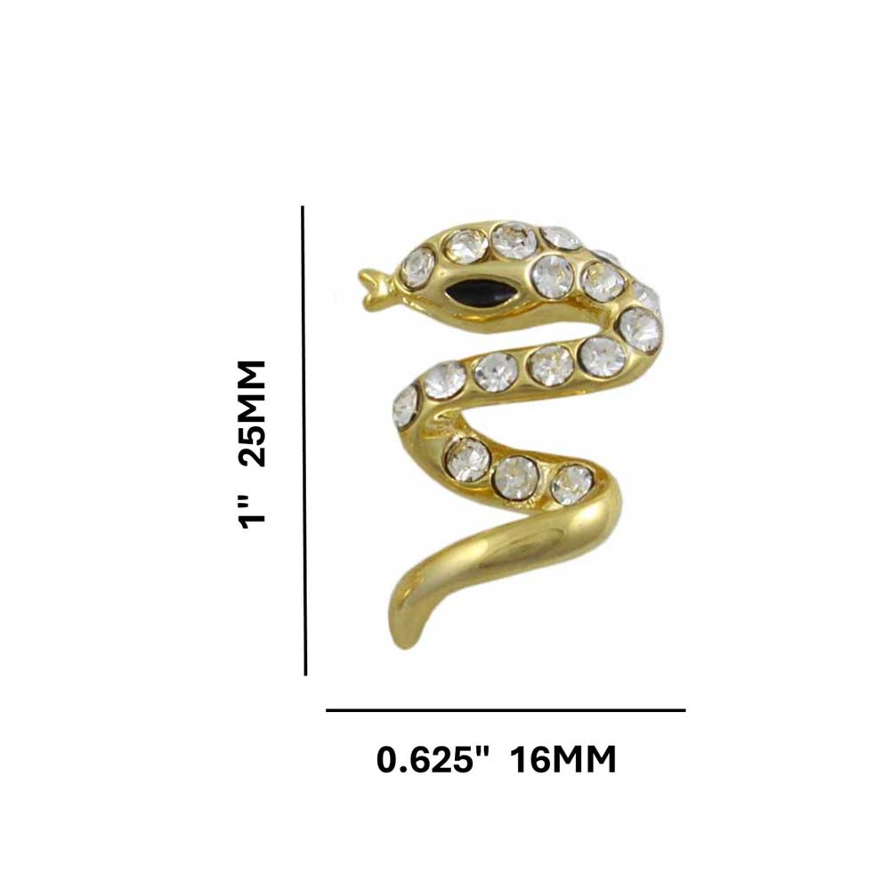 Gold and Crystal Hissing Snake Pierced Earring - REC536 - Lilylin Designs