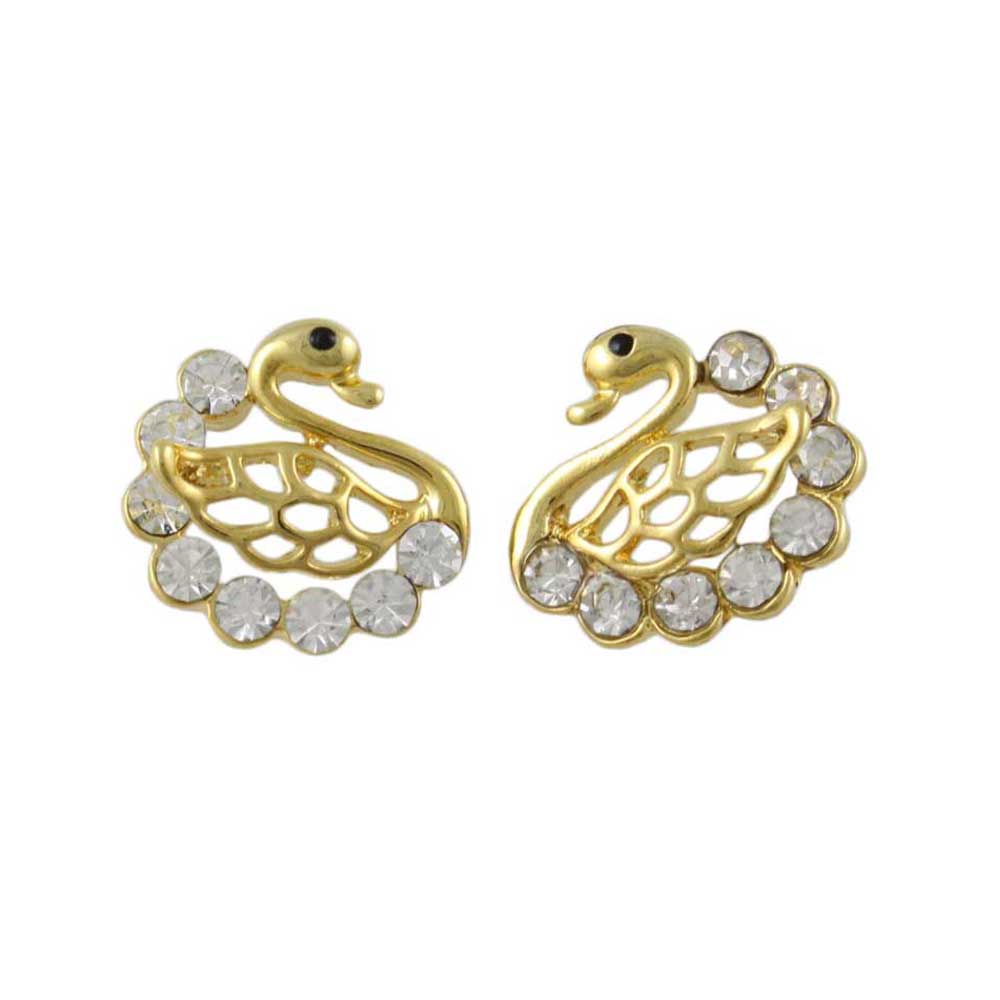 Small Crystal Swan Stud Pierced Earring - REC537 - Lilylin Designs