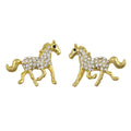 Gold and Crystal Running Horse Pierced Earring - REC539 - Lilylin Designs