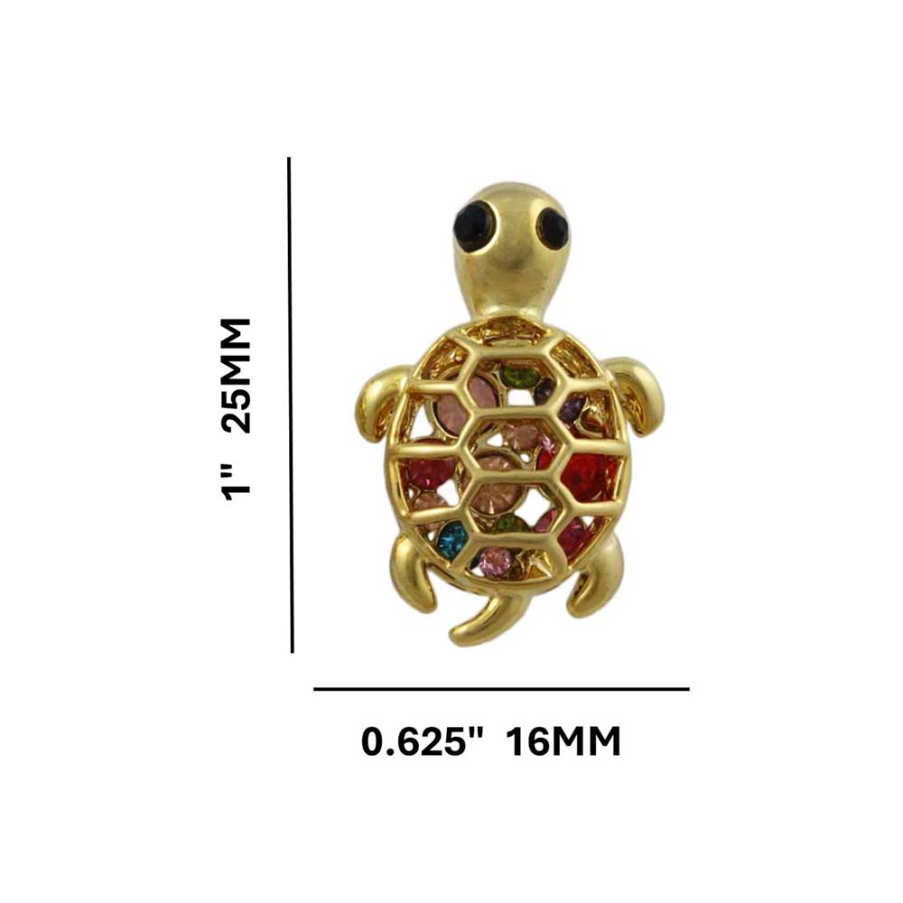 Cute Pastel Crystal Turtle with Black Eyes Pierced Earring - REC546 - Lilylin Designs