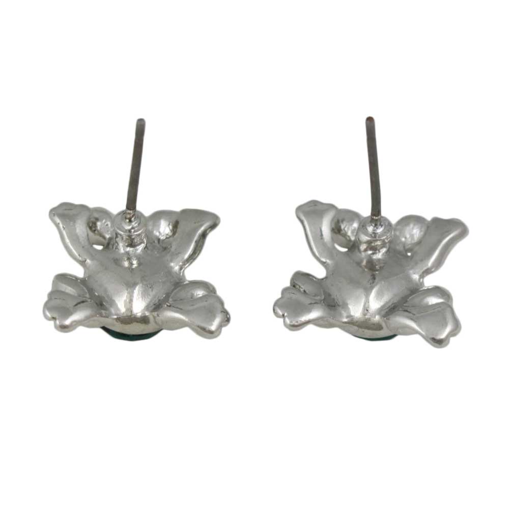 Little Green Crystal Frog with Black Eyes Pierced Earring - REC547 - Lilylin Designs