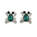 Little Green Crystal Frog with Black Eyes Pierced Earring - REC547 - Lilylin Designs