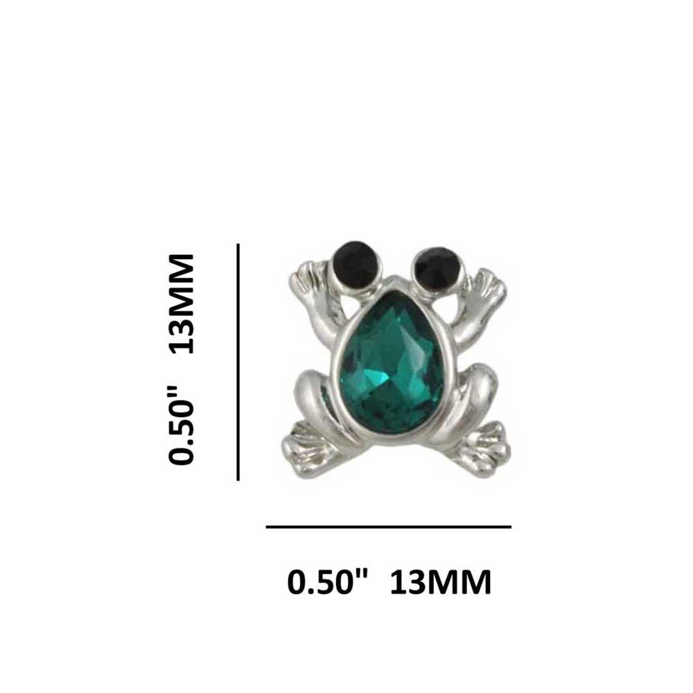 Little Green Crystal Frog with Black Eyes Pierced Earring - REC547 - Lilylin Designs