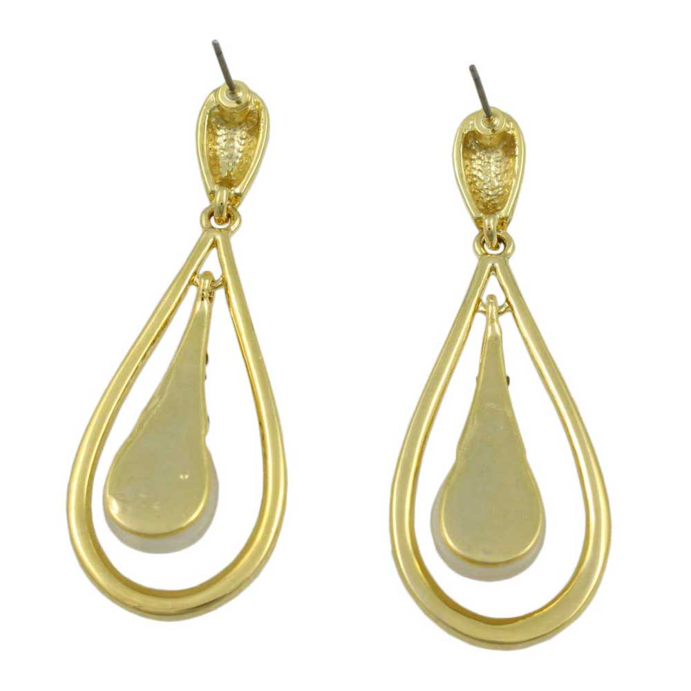 Cream Cats Eye and Crystal Teardrop Dangle Earring - REC551 - Lilylin Designs