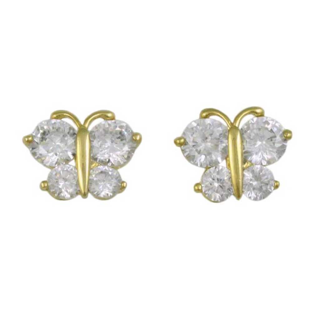 Small Crystal Butterfly Pierced Earring - REC554 - Lilylin Designs