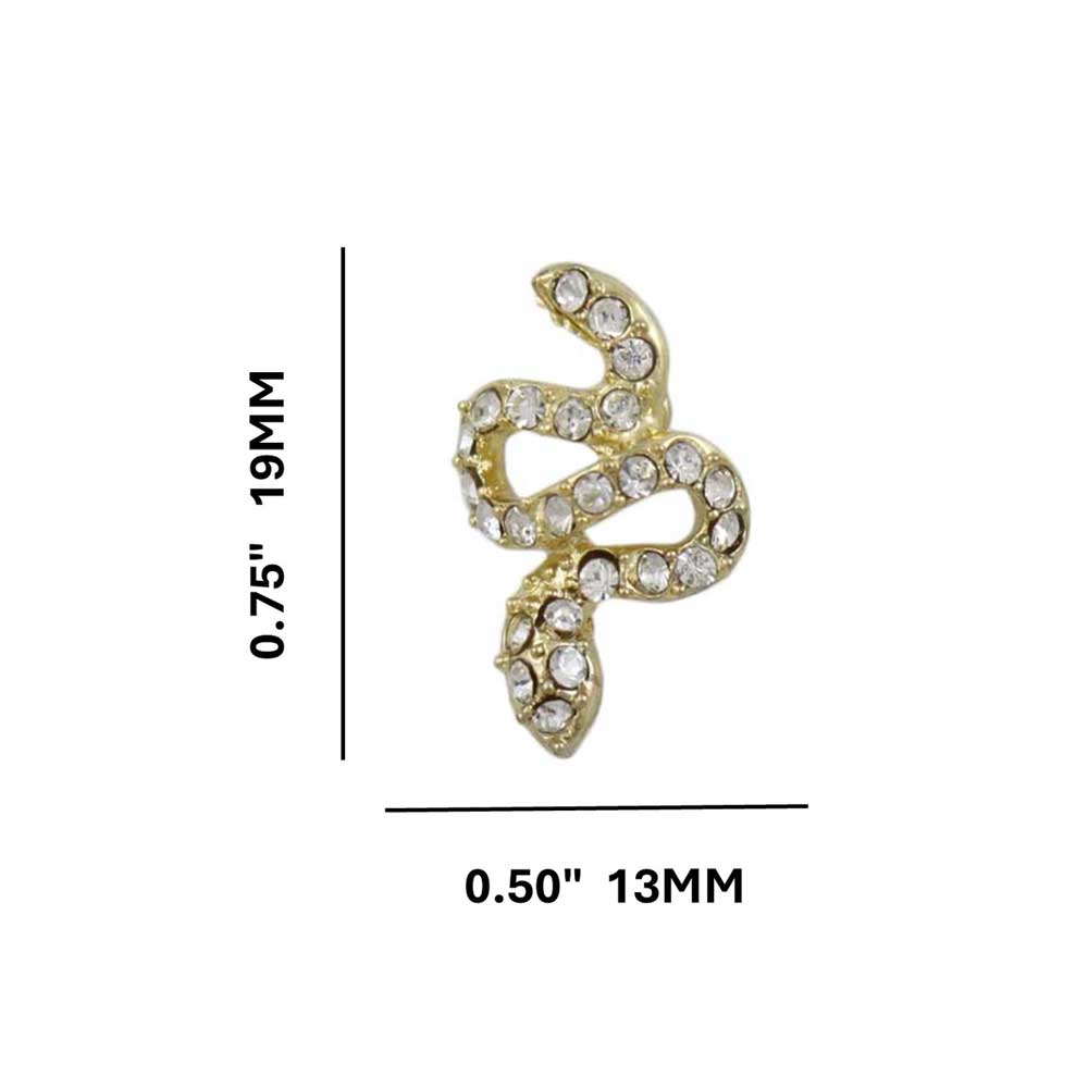 Gold with Clear Crystals Slithering Snake Pierced Earring - REC555 - Lilylin Designs