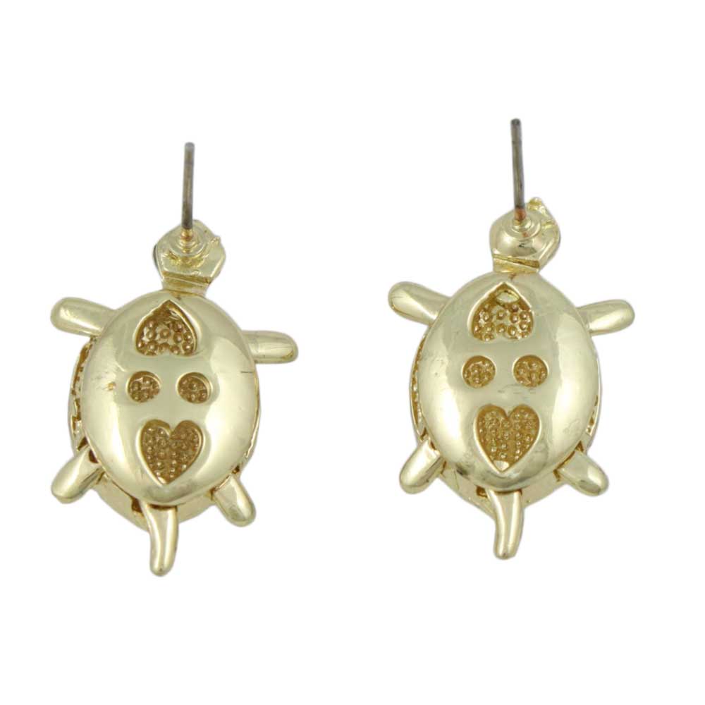 Gold and Crystal Animated Turtle Pierced Earring - REC556 - Lilylin Designs