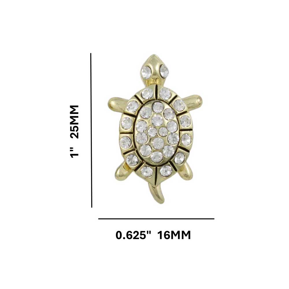 Gold and Crystal Animated Turtle Pierced Earring - REC556 - Lilylin Designs
