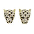 Crystal Gold Leopard Head Pierced Earring - REC557 - Lilylin Designs