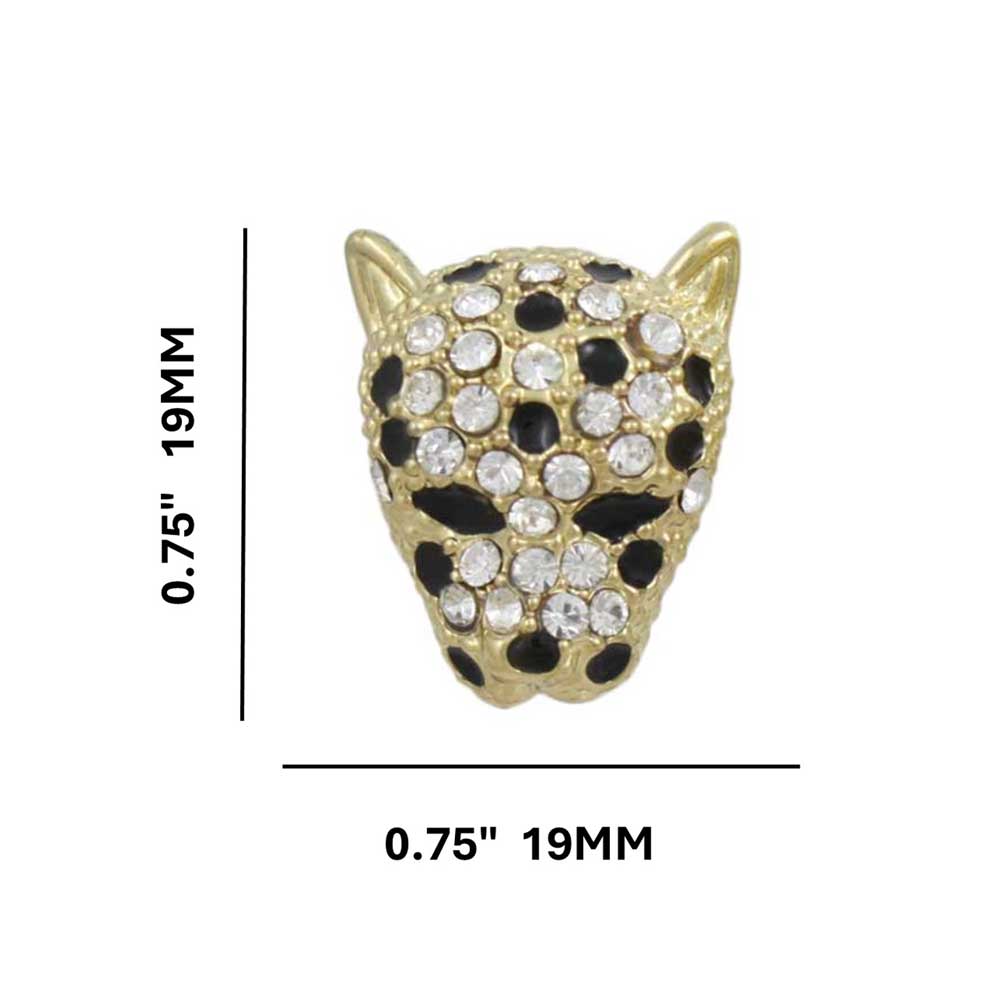 Crystal Gold Leopard Head Pierced Earring - REC557 - Lilylin Designs