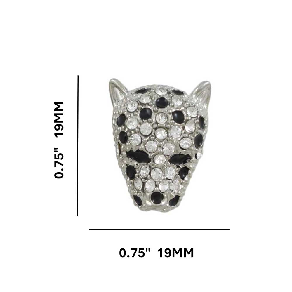 Crystal Silver Leopard Head Pierced Earring - REC557S - Lilylin Designs
