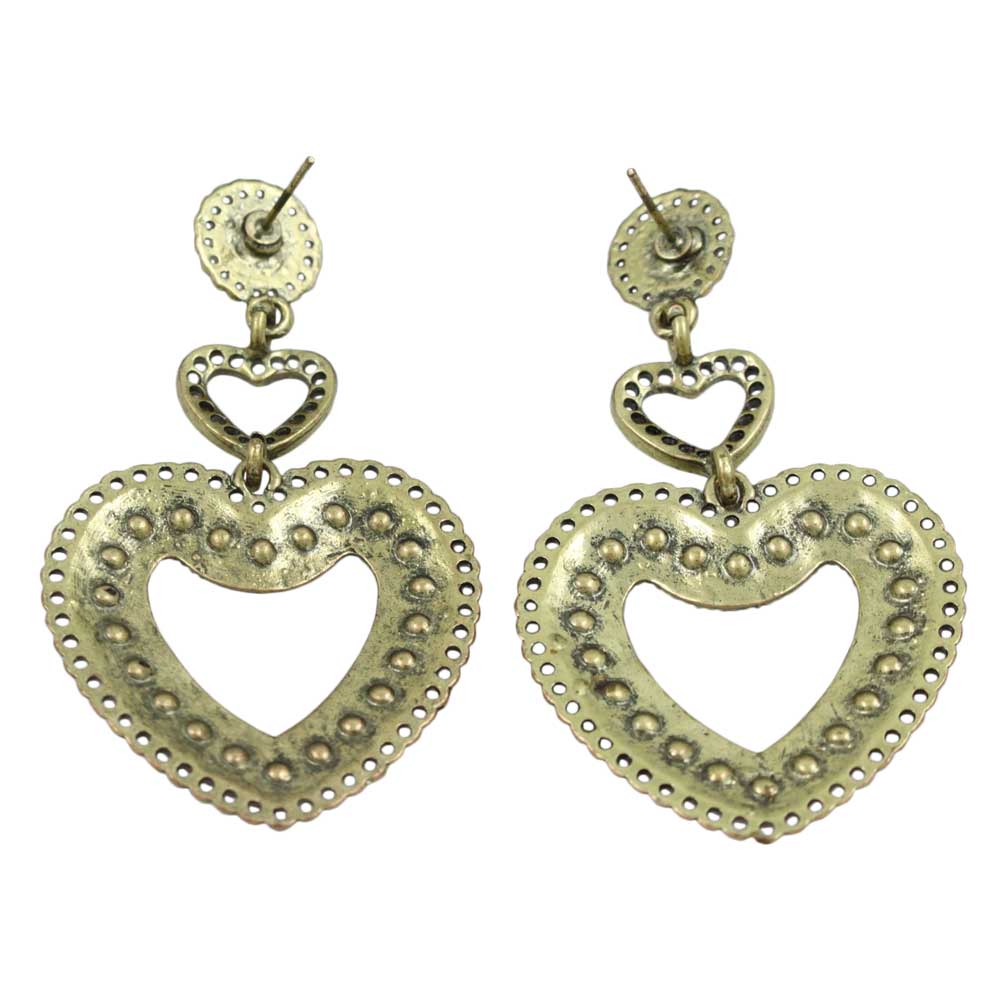 Large Colorful Crystals Heart Dangling Pierced Earring - REC558 - Lilylin Designs