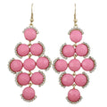Round Pink Discs with Clear Crystals Dangling Earring - REC567 - Lilylin Designs