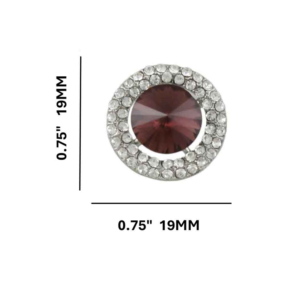 Round Dark Red Crystal Button Pierced Earring - REC570 - Lilylin Designs