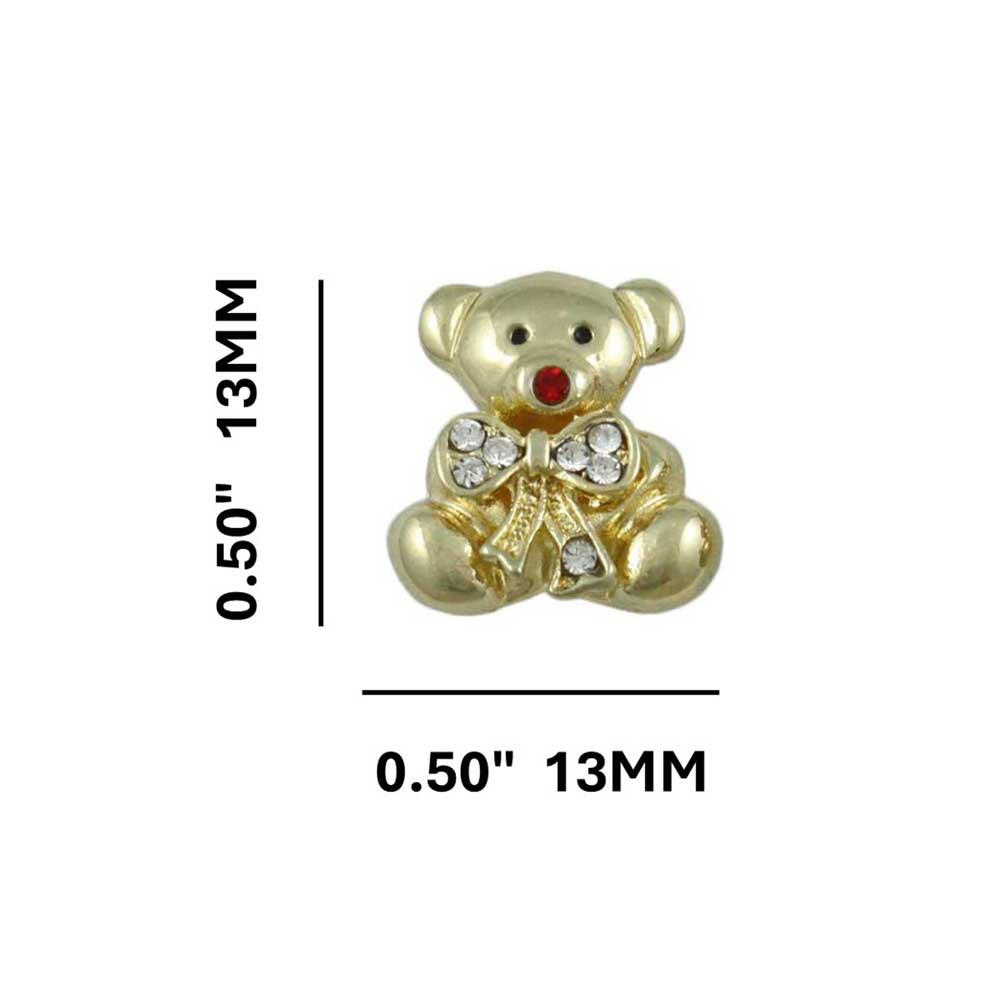 Gold Teddy Bear with Large Crystal Bow - Tie Stud Earring - REC577 - Lilylin Designs