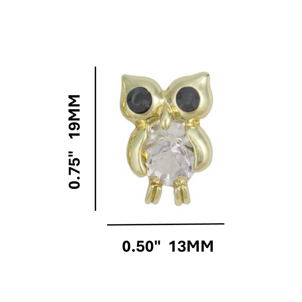 Small Crystal Owl Stud Pierced Earring - REC578 - Lilylin Designs