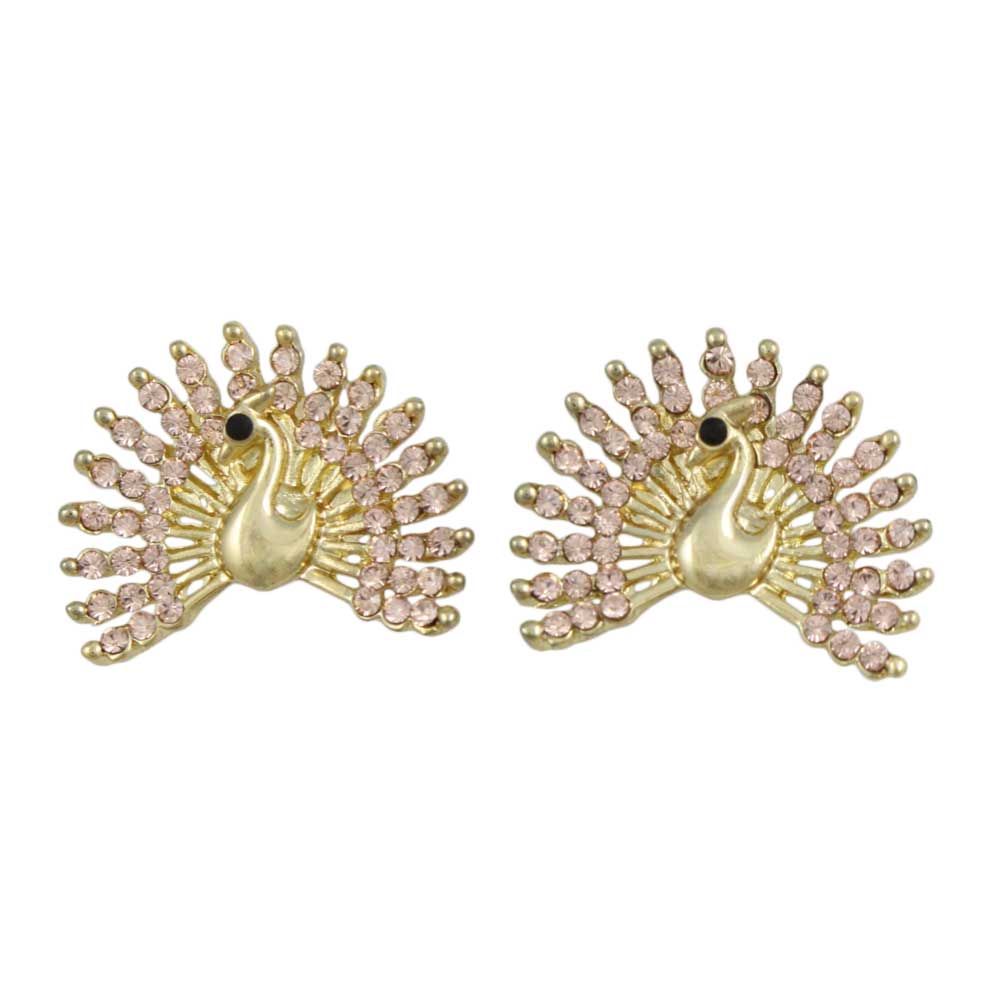 Crystal Peacock with Fanned Tail Pierced Earring - REC580 - Lilylin Designs