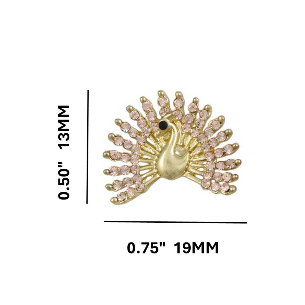 Crystal Peacock with Fanned Tail Pierced Earring - REC580 - Lilylin Designs