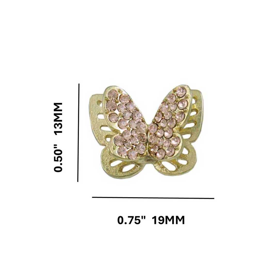 3D Double Gold and Tan Crystal Butterfly Pierced Earring - REC581 - Lilylin Designs