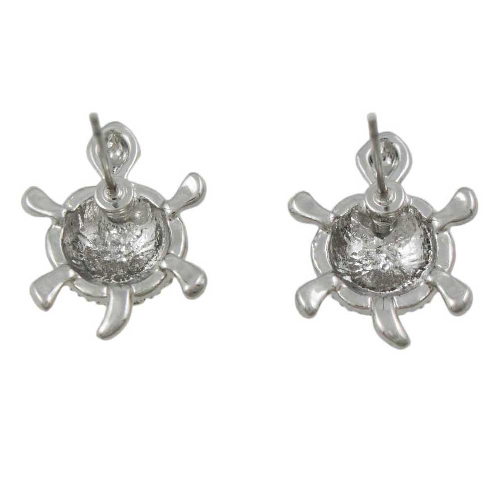 Small Round Crystal Turtle Pierced Earring - REC583 - Lilylin Designs