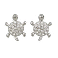 Small Round Crystal Turtle Pierced Earring - REC583 - Lilylin Designs