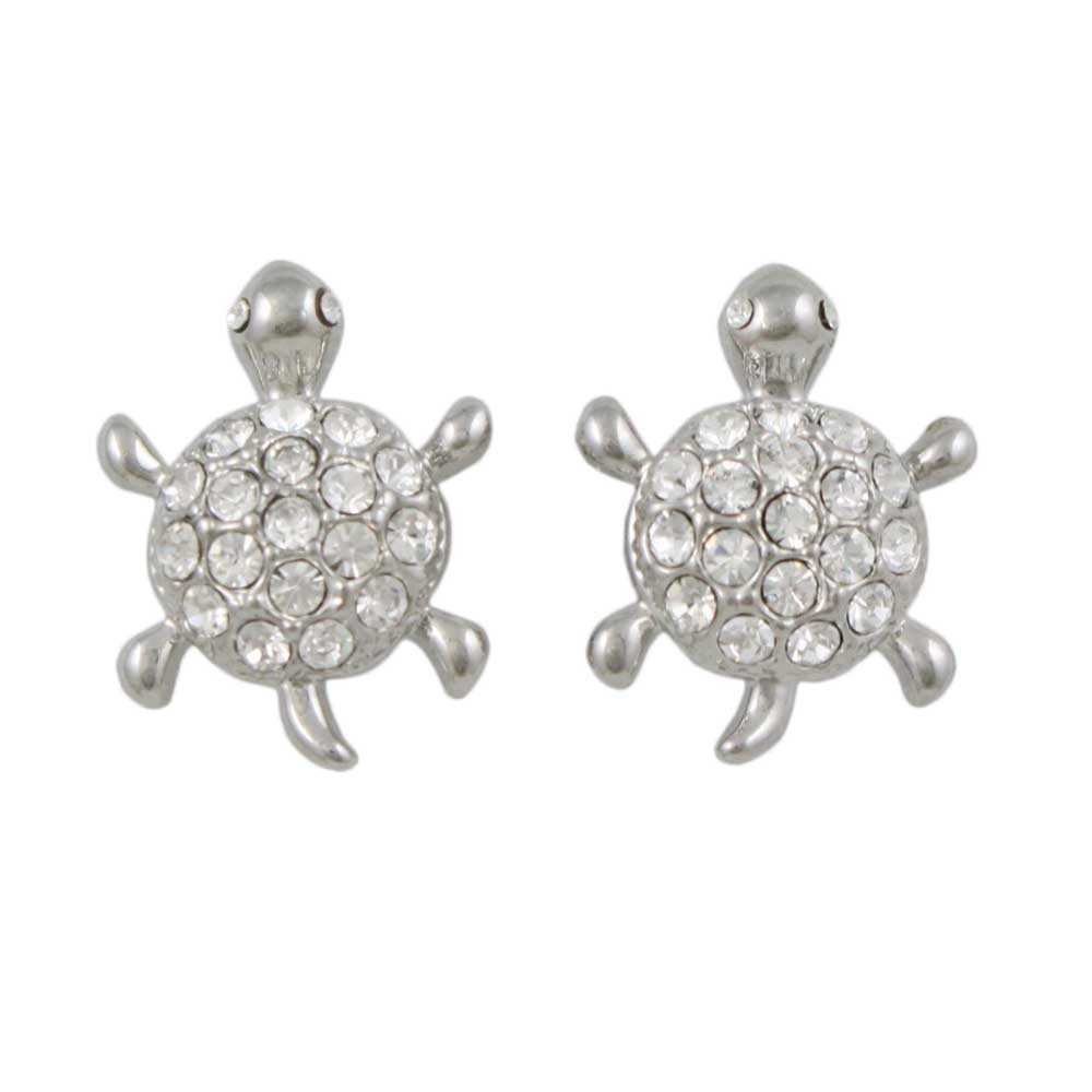 Small Round Crystal Turtle Pierced Earring - REC583 - Lilylin Designs