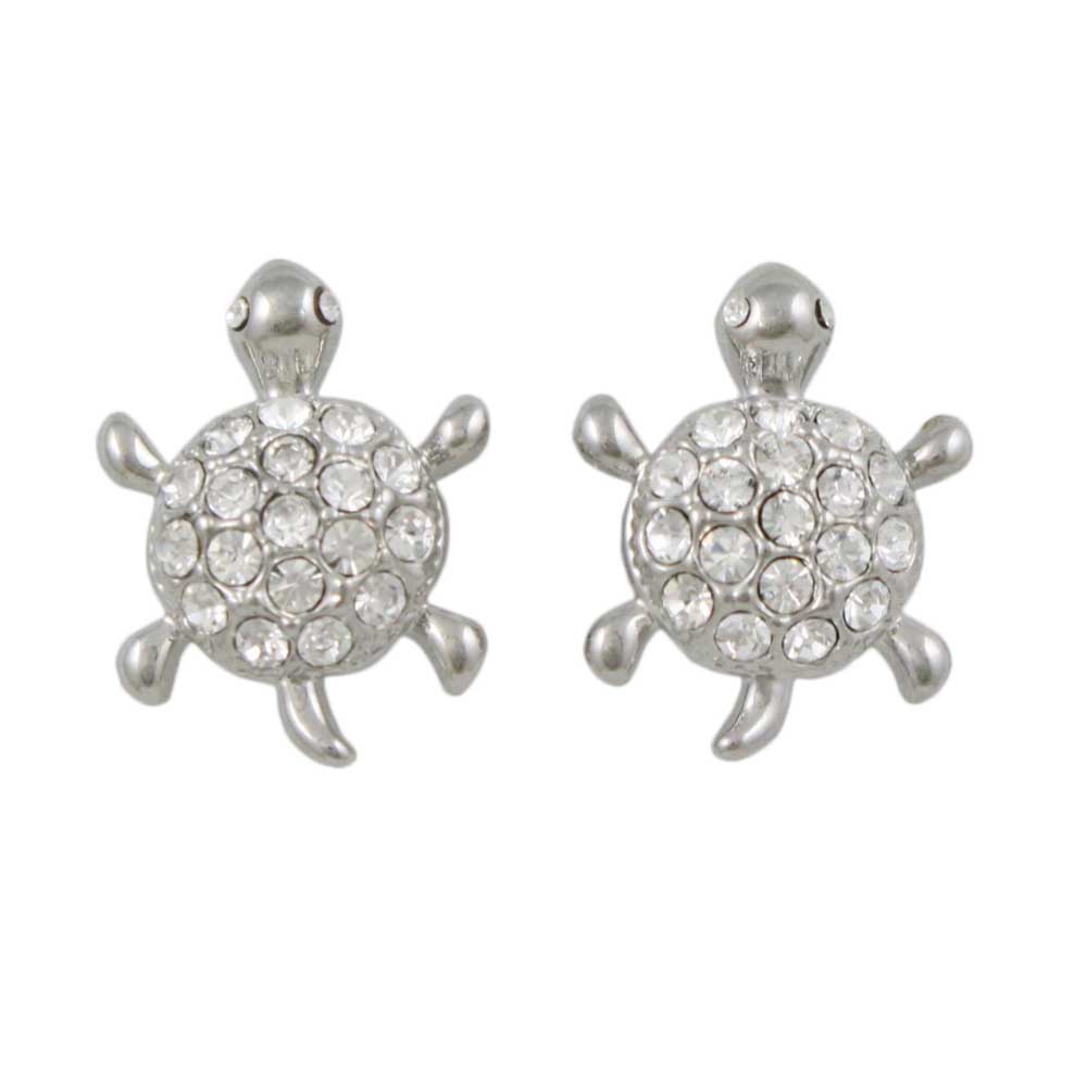 Lilylin Designs Small Round Crystal Turtle Pierced Earring