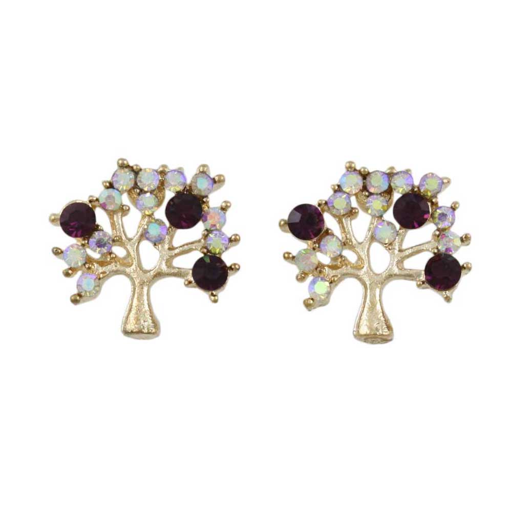 Small Crystal Tree of Life Stud Pierced Earring - REC585 - Lilylin Designs