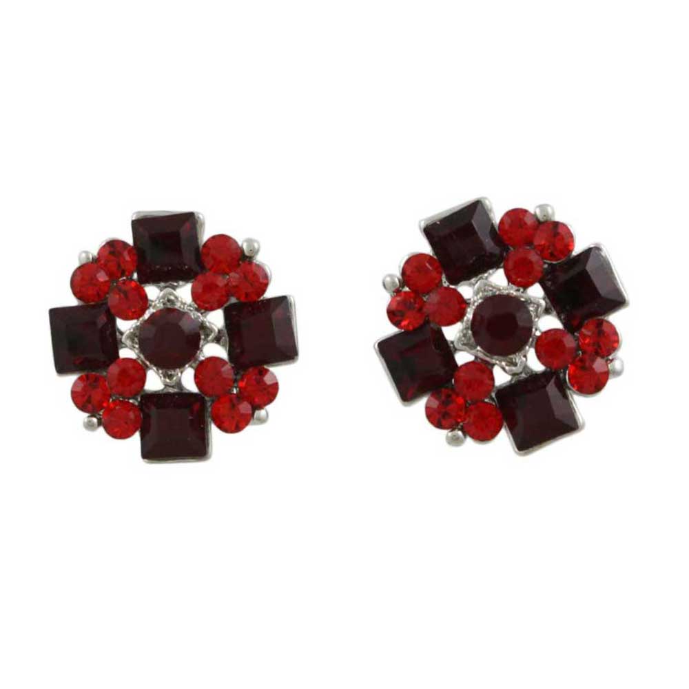 Red and Dark Red Crystals Clip Earring - REC608C - Lilylin Designs