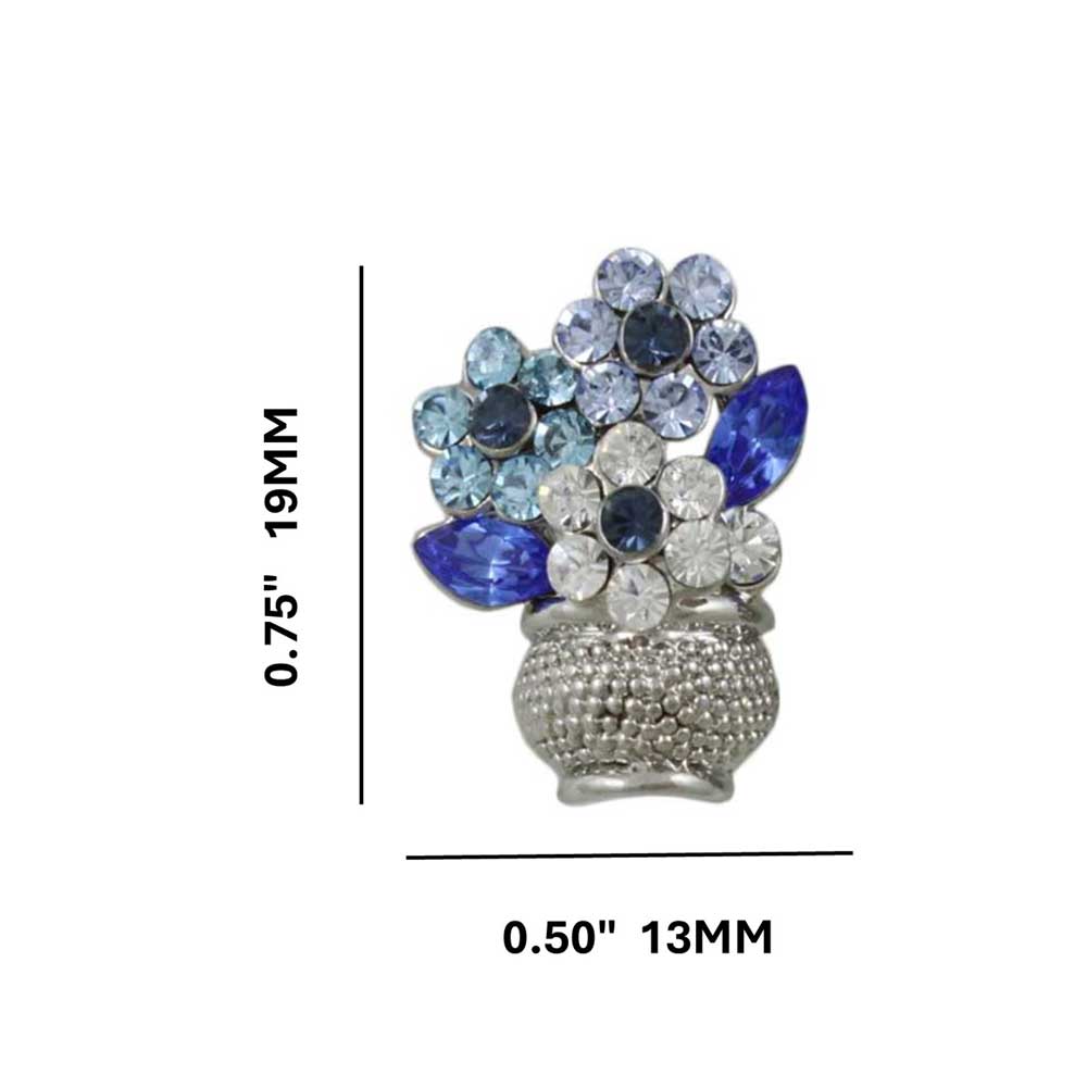 Vase with Blue Crystal Daisies Clip Earring - REC614AC - Lilylin Designs