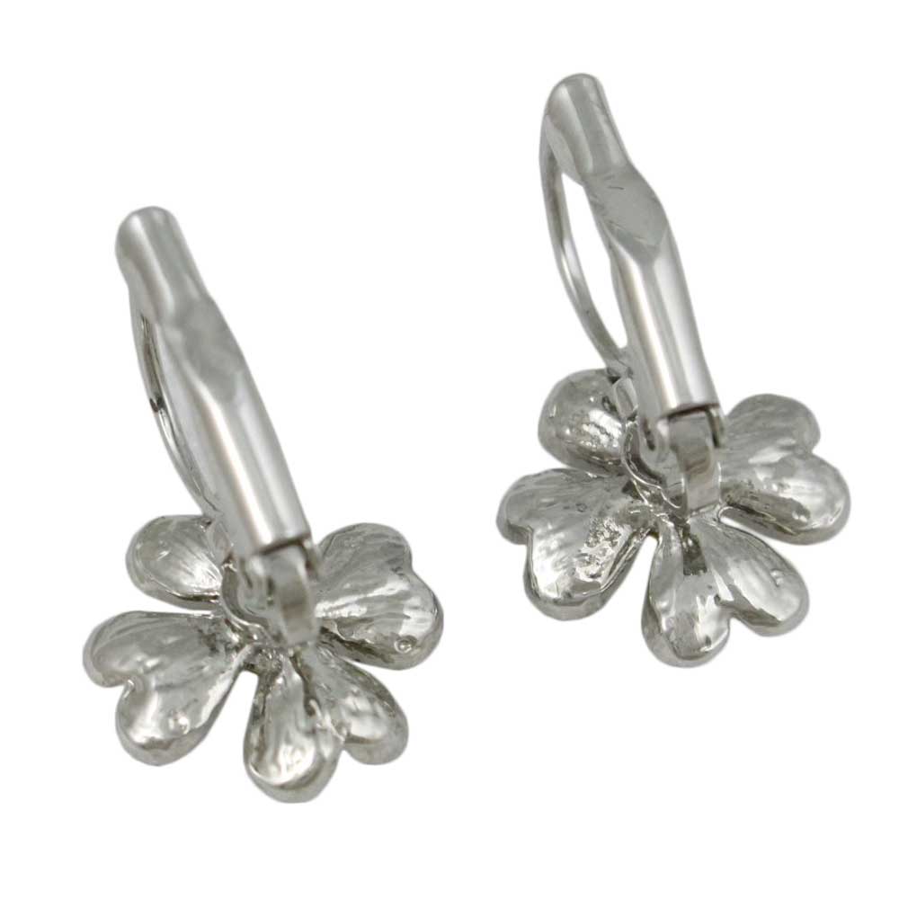 Green Crystal 4 Leaf Clover Leverback Pierced Earring - REC701A - Lilylin Designs