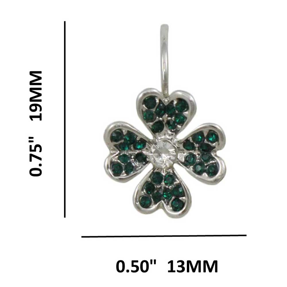 Green Crystal 4 Leaf Clover Leverback Pierced Earring - REC701A - Lilylin Designs