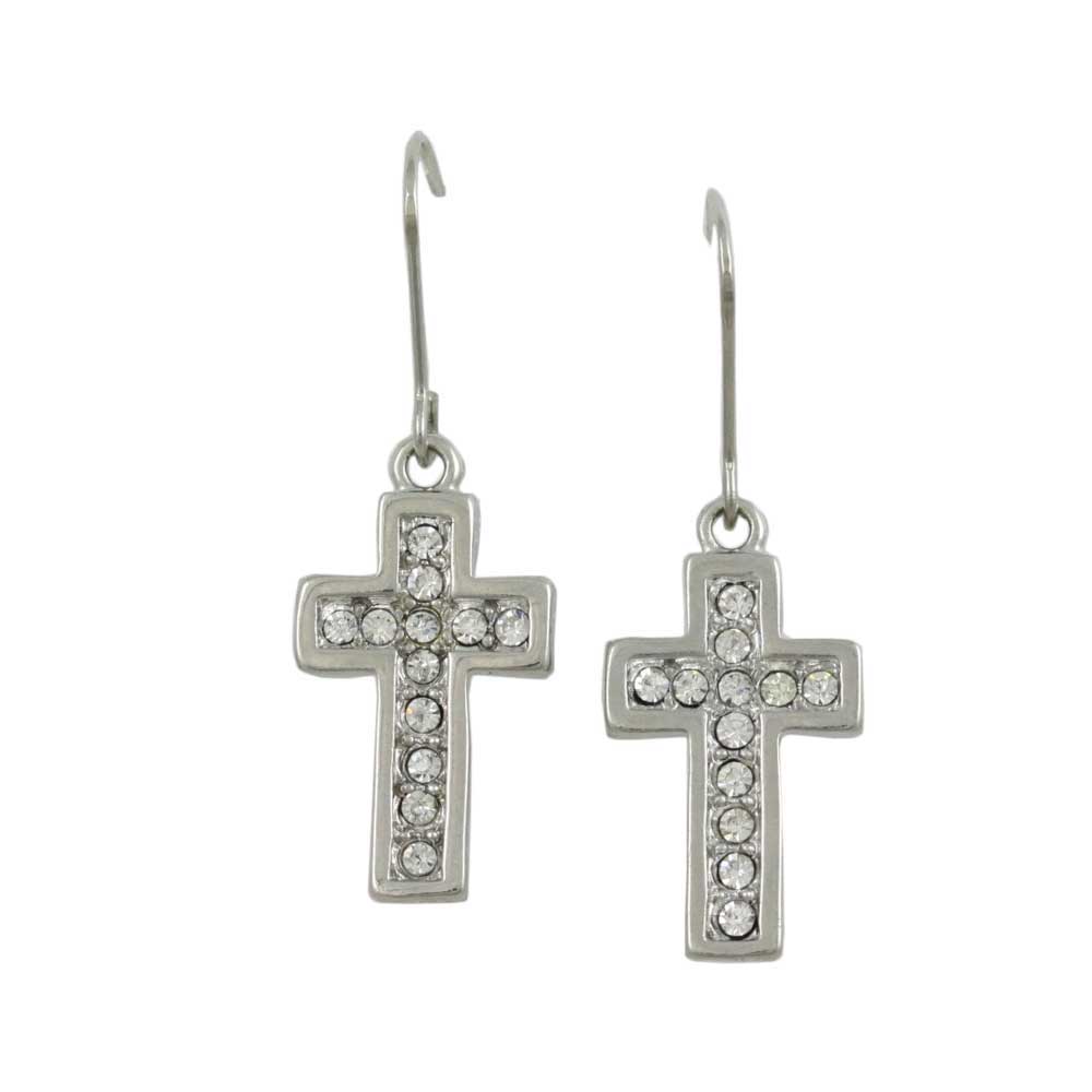Cross Dangling Earring with Clear Crystals - REC702 - Lilylin Designs