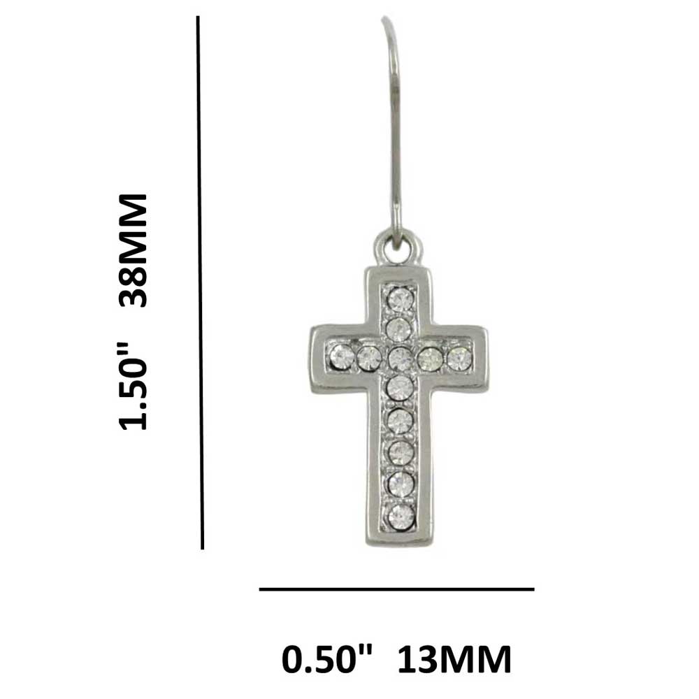Cross Dangling Earring with Clear Crystals - REC702 - Lilylin Designs