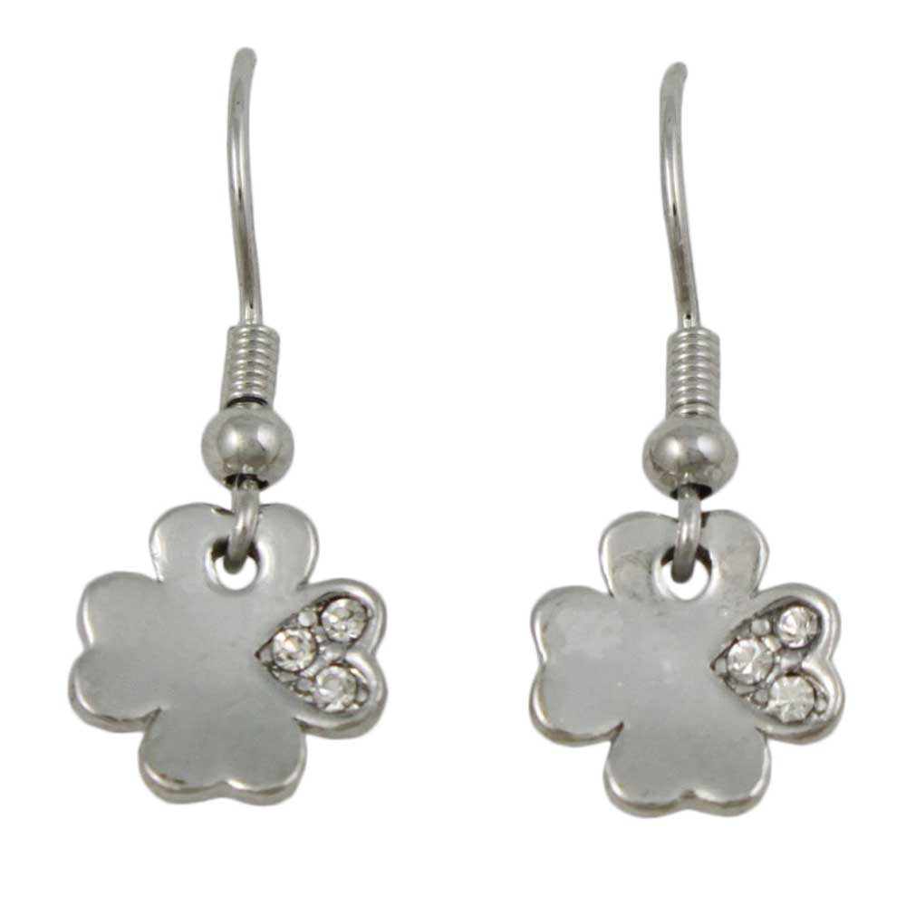 Crystal 4 Leaf Clover Dangling Pierced Earring - REC747 - Lilylin Designs