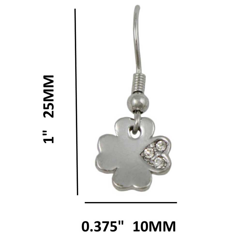 Crystal 4 Leaf Clover Dangling Pierced Earring - REC747 - Lilylin Designs