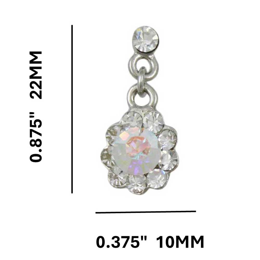 Aurora Borealis Crystal Flower Dangling Pierced Earring - REC761 - Lilylin Designs