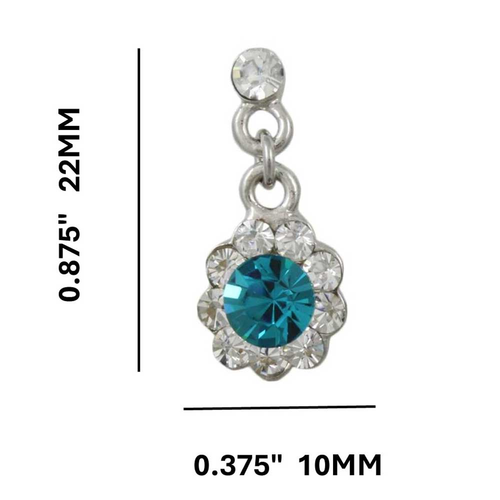 Blue Zircon Crystal Flower Dangling Pierced Earring - REC761VM - Lilylin Designs