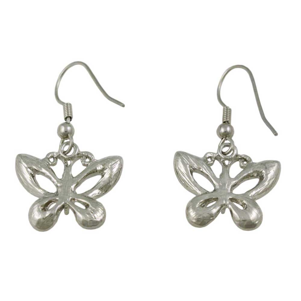 Crystal Open Butterfly Dangling Pierced Earring - REC762 - Lilylin Designs