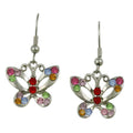 Crystal Open Butterfly Dangling Pierced Earring - REC762 - Lilylin Designs