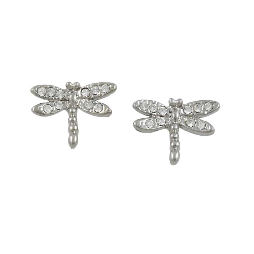 Tiny Crystal Dragonfly Stud Pierced Earring - REC771 - Lilylin Designs