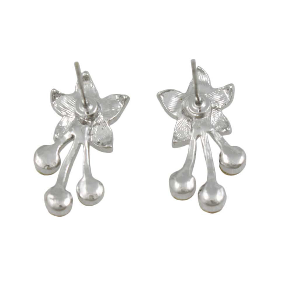 Flower with Pastel Crystal Spray Pierced Earring - REC807 - Lilylin Designs