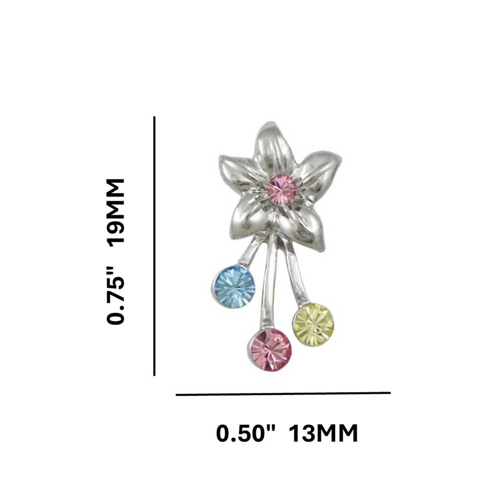 Flower with Pastel Crystal Spray Pierced Earring - REC807 - Lilylin Designs