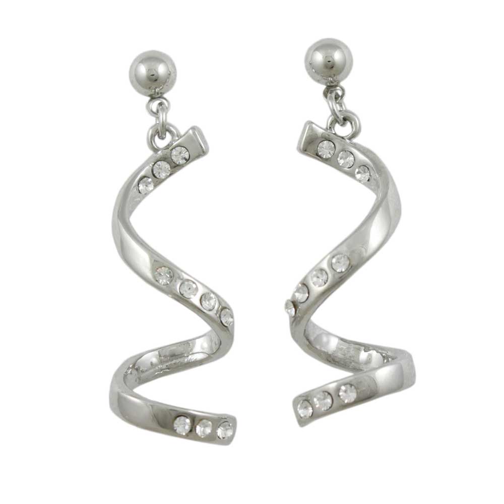 Lilylin Designs Silver Crystal Drop Curl Dangling Pierced Earring