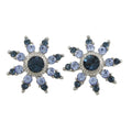 Dark and Light Blue Crystal Flower Clip Earring | Lilylin Designs