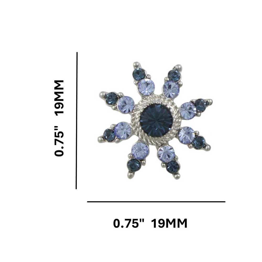 Dark and Light Blue Crystal Flower Clip Earring - REC828C - Lilylin Designs