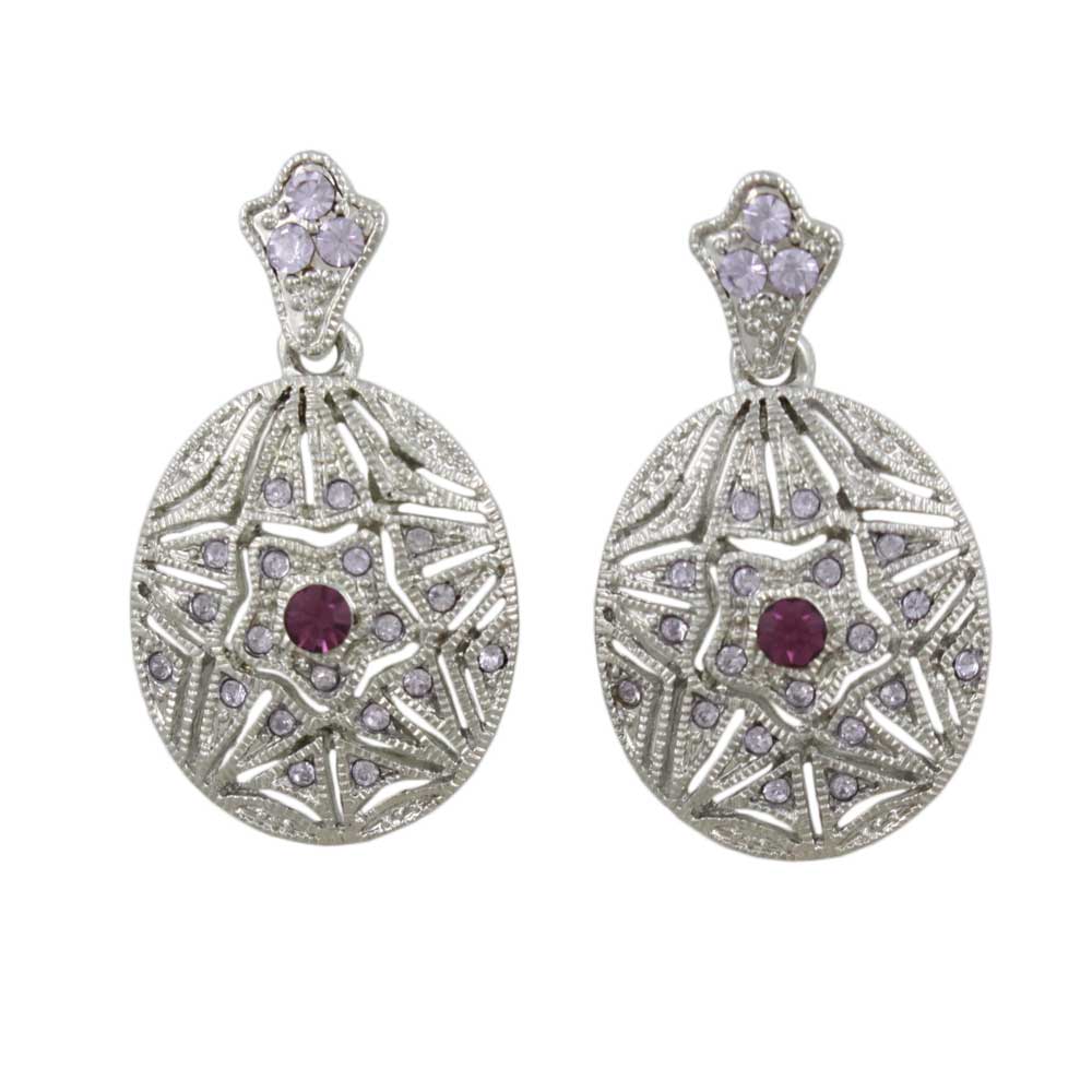 Light and Dark Purple Crystal Textured Oval Earring - REC829 - Lilylin Designs