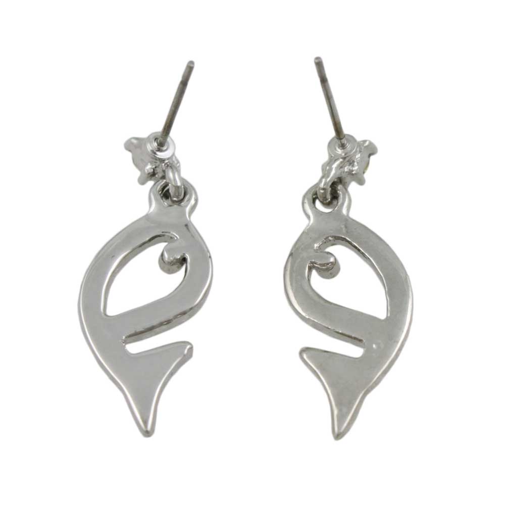 Crystal Open Whale Dangling Pierced Earring - REC906A - Lilylin Designs